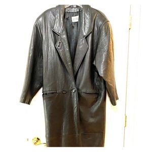 Long black leather coat